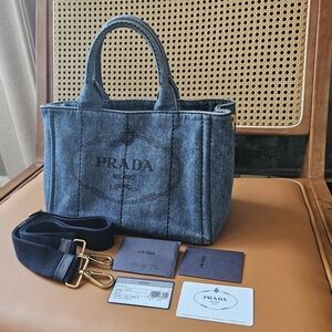 Authentic Prada Canapa Tote bag in Blue